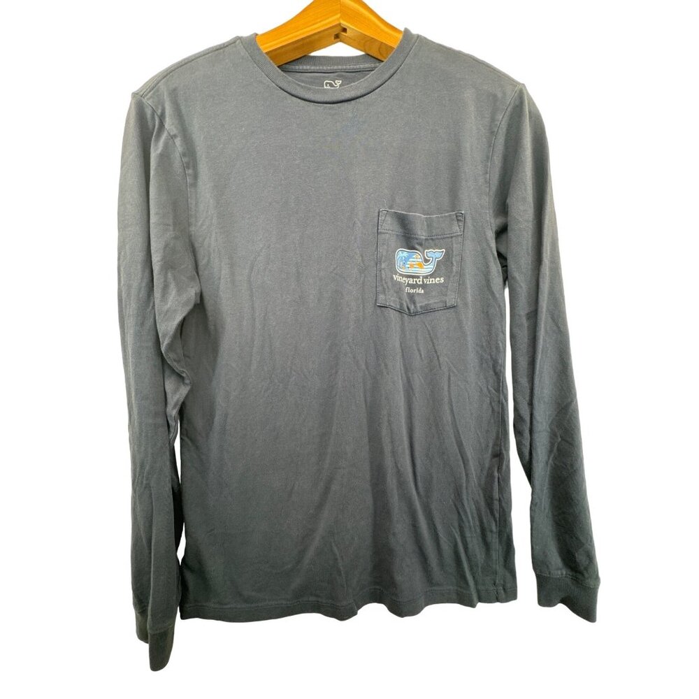 Vineyard Vines Adult TShirt Sz XS LS CrewNeck Jersey Knit Navy Blue Florida Logo - Picture 3 of 16